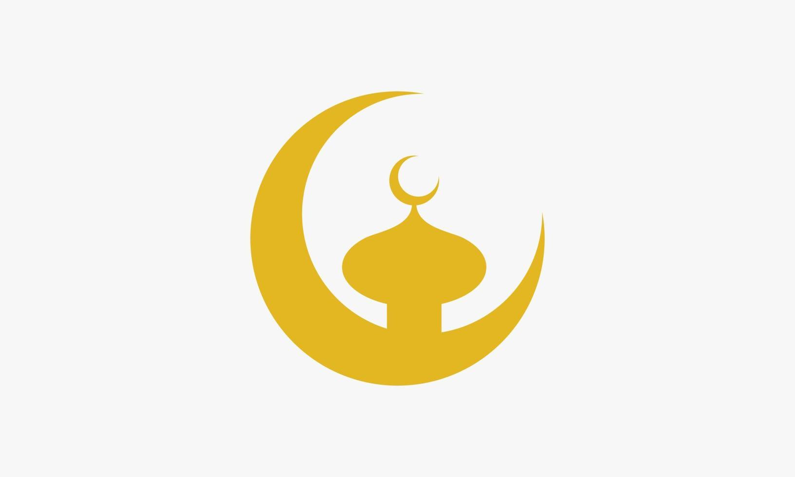 illustration vectorielle de la mosquée du croissant de lune d'or. icône créative sur fond blanc. vecteur