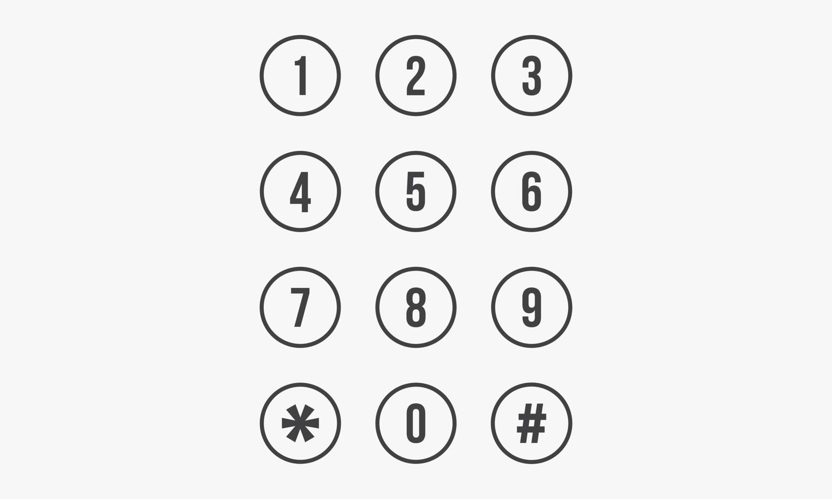 vecteur de conception de ligne de cercle de numéro de clavier sur fond blanc.