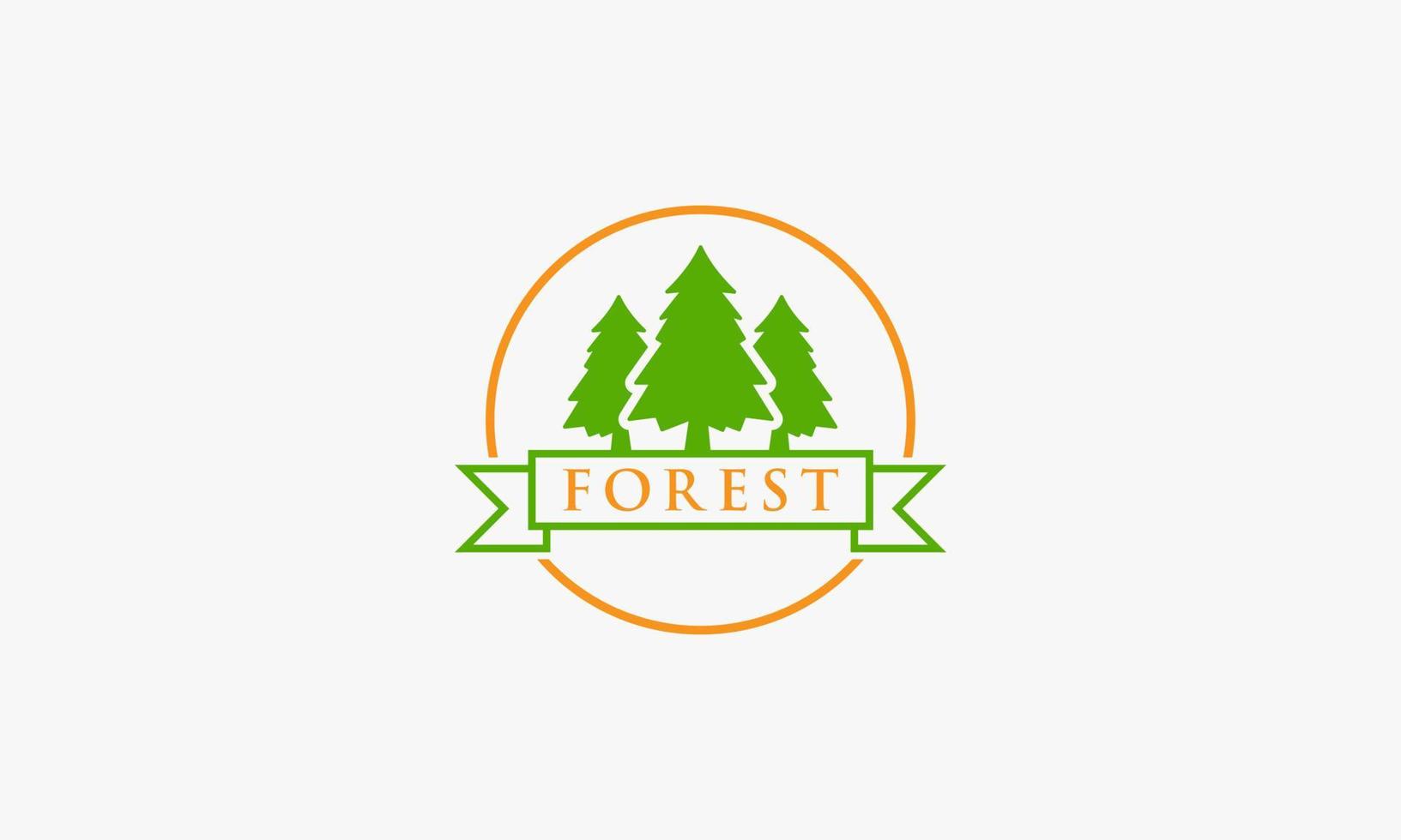 logo de la forêt. concept de conception de cercle à feuilles persistantes. vecteur
