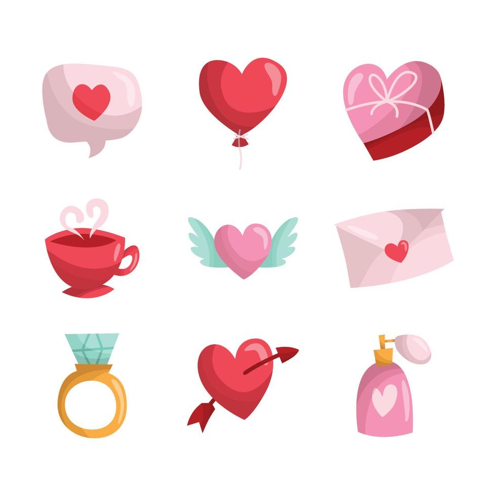 collection d'icônes de doodle mignon saint valentin vecteur