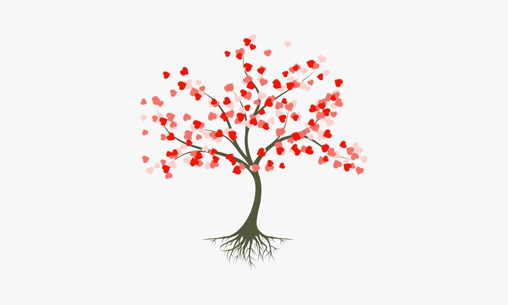 arbre avec coeur laisse illustration vectorielle de conception. vecteur
