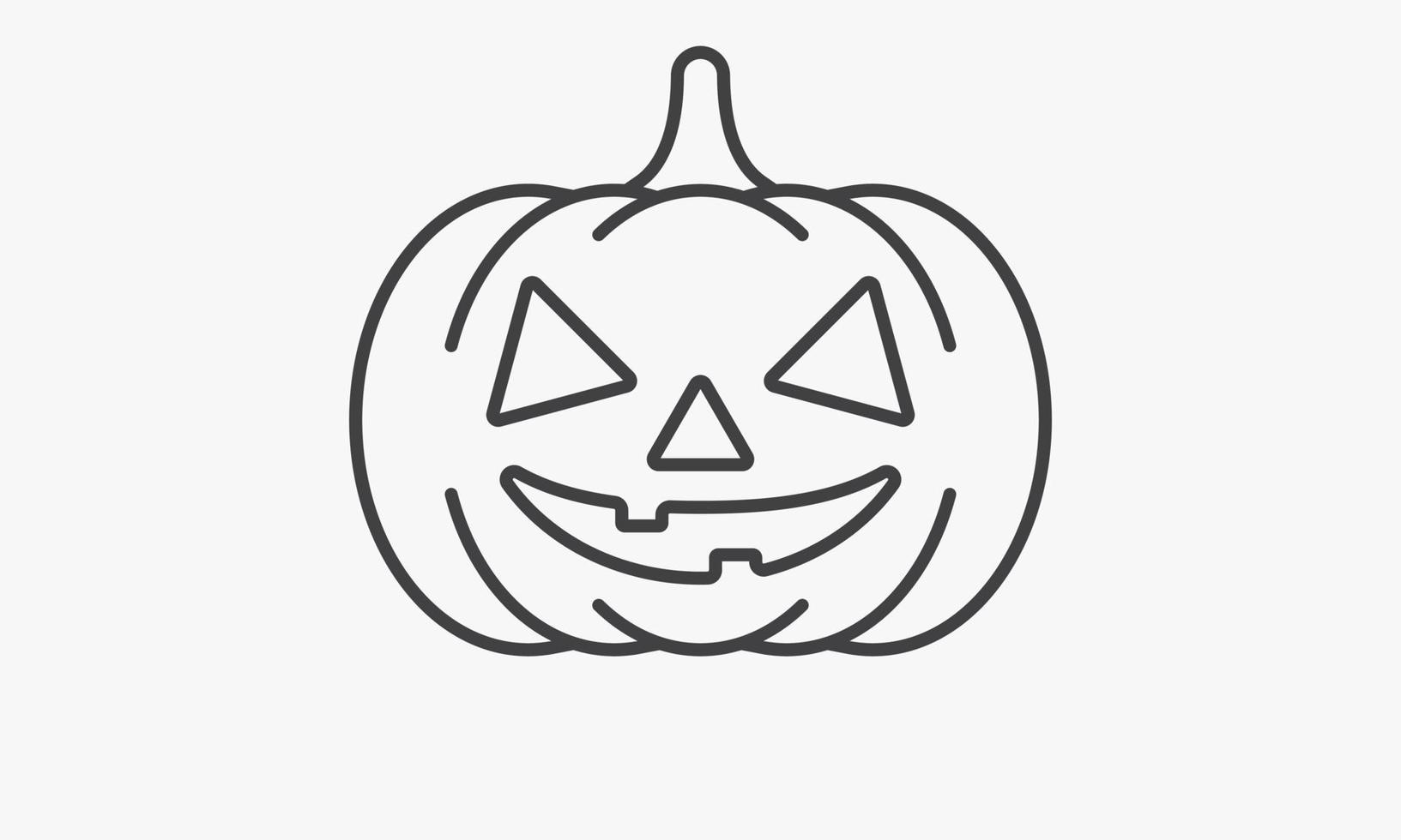 Citrouille sourire contour icône design illustration vectorielle. vecteur