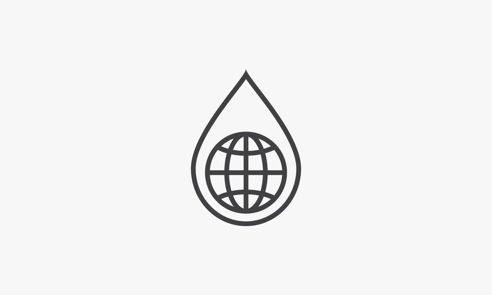 icône de la ligne globe goutte d'eau isolé sur fond blanc. vecteur