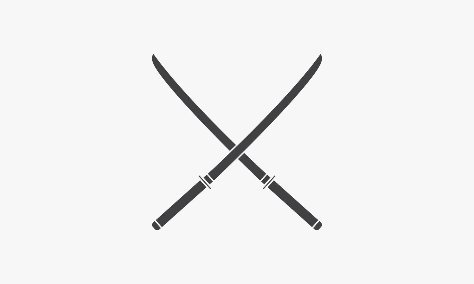 Deux épées katana ont croisé l'illustration vectorielle de conception d'icône. vecteur