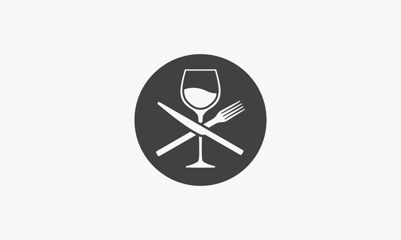 cercle icône couteau fourchette verre à vin isolé sur fond blanc. vecteur