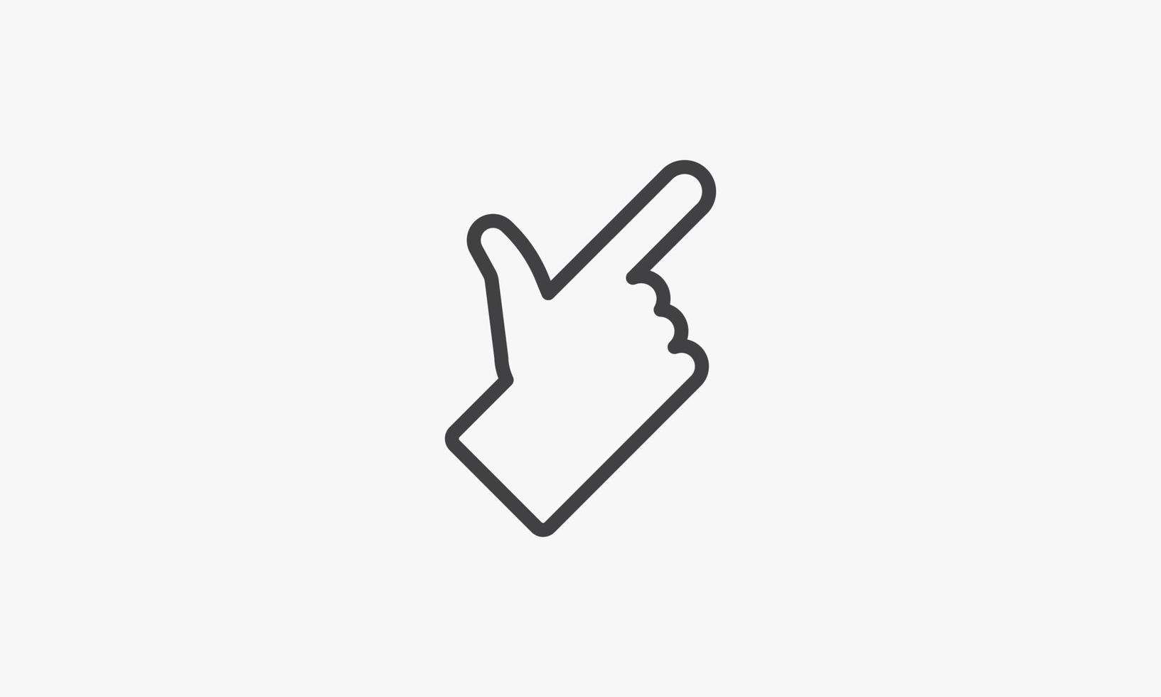 icône de ligne pointant du doigt isolé sur fond blanc. vecteur