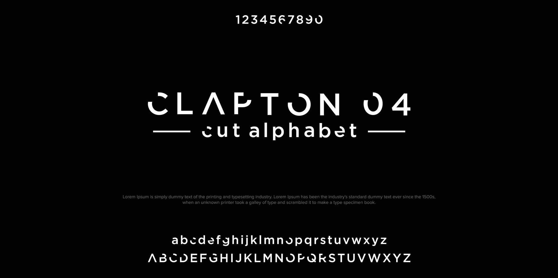 clapton 04 polices abstraites de l'alphabet moderne minimal. illustration vectorielle de typographie technologie vecteur