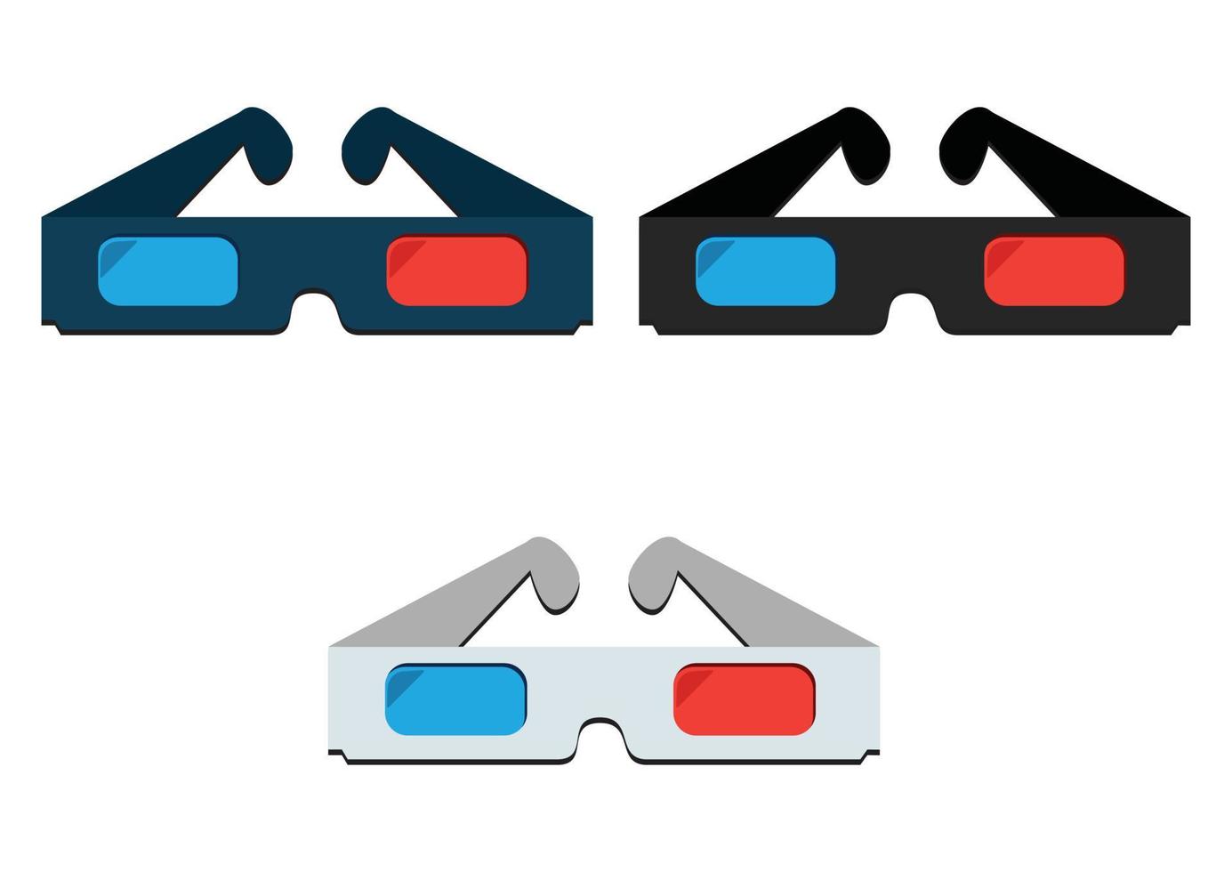 Illustration de trois lunettes 3d de couleur différente sur fond blanc vecteur
