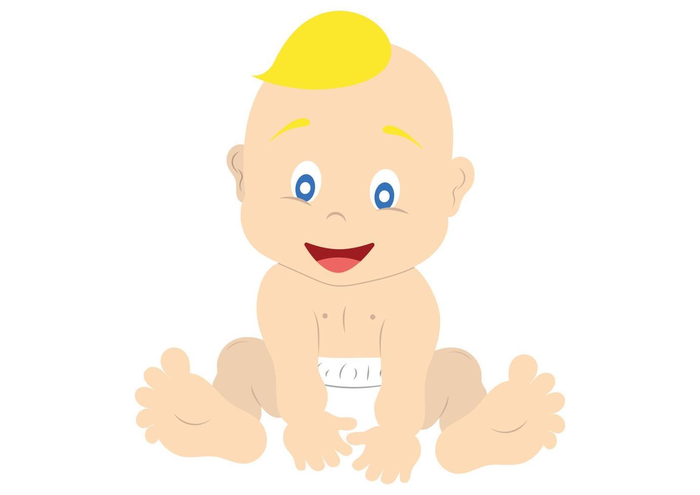 bébé heureux de dessin animé mignon. petit bébé isolé sur fond blanc. cheveux blond vecteur