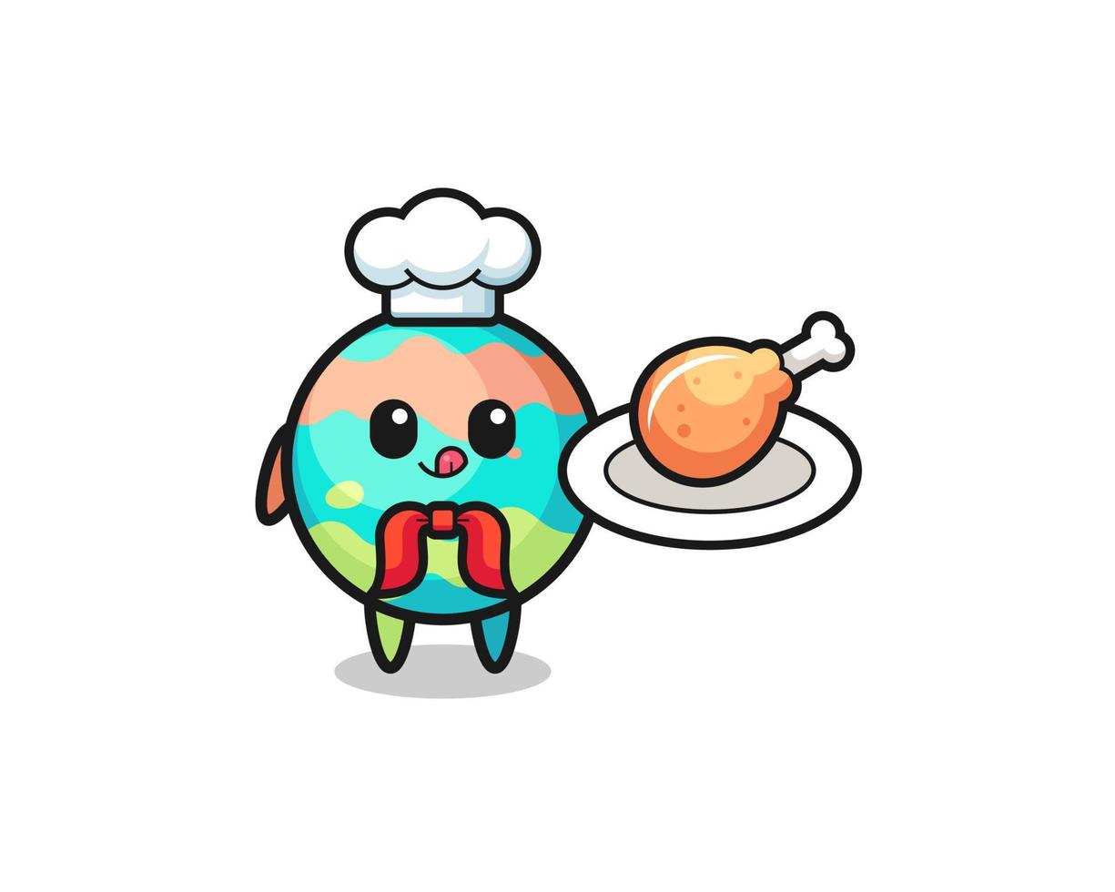 Bombes de bain personnage de dessin animé de chef de poulet frit vecteur