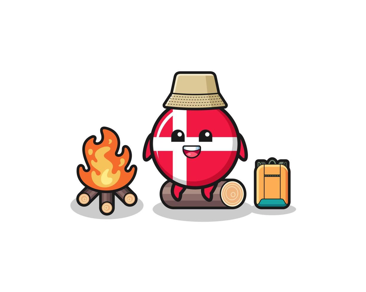 illustration de camping du dessin animé du drapeau du danemark vecteur