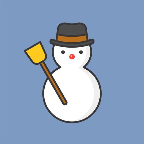 bonhomme de neige, icône de contour rempli pour le thème de Noël vecteur