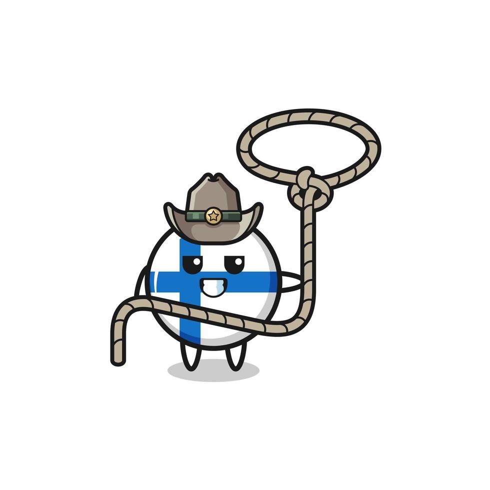le cowboy du drapeau de la Finlande avec une corde de lasso vecteur