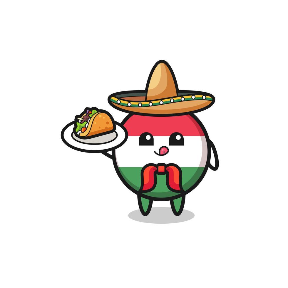 drapeau hongrie, chef mexicain, mascotte, tenue, a, taco vecteur