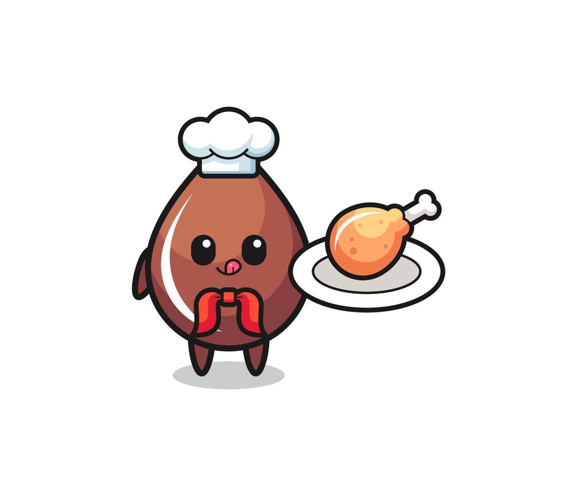 personnage de dessin animé de chef de poulet frit au chocolat vecteur