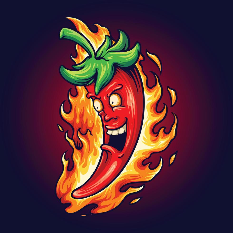 illustrations de restaurants de nourriture de logo de piment de feu vecteur
