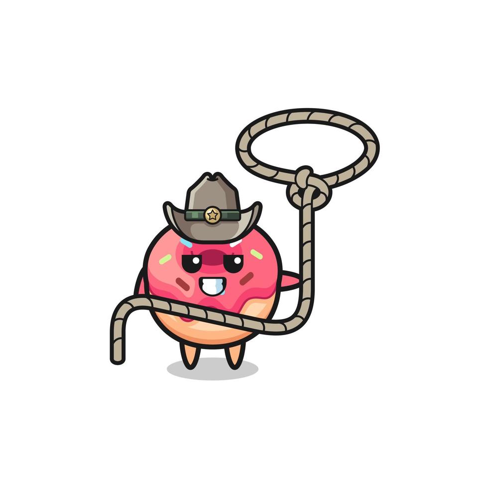 le cowboy donut avec corde lasso vecteur