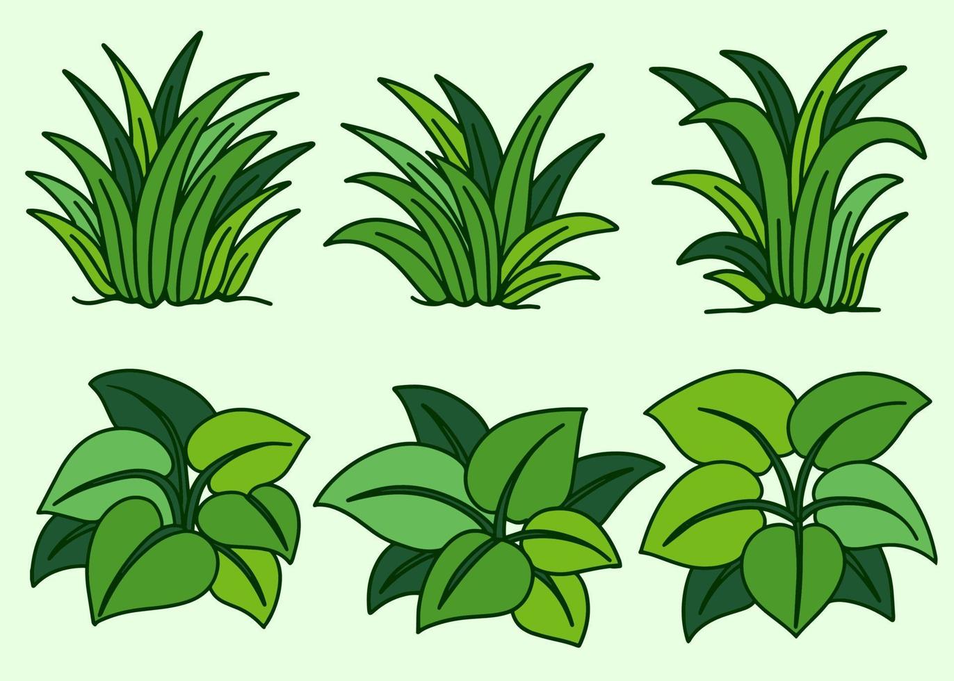 illustration de la nature verte des feuilles d'herbe et de brousse vecteur