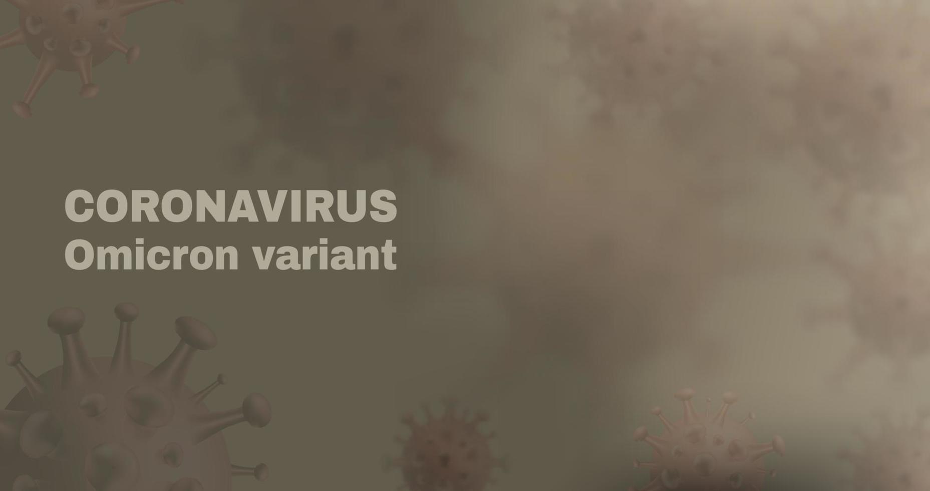 nouvelle variante de coronavirus - omicron. fond de vecteur covid-10 avec des cellules virales réalistes.