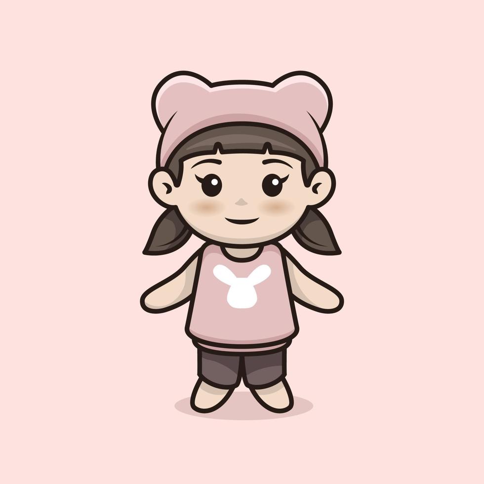 mascotte et personnage de chibi anime girl vecteur