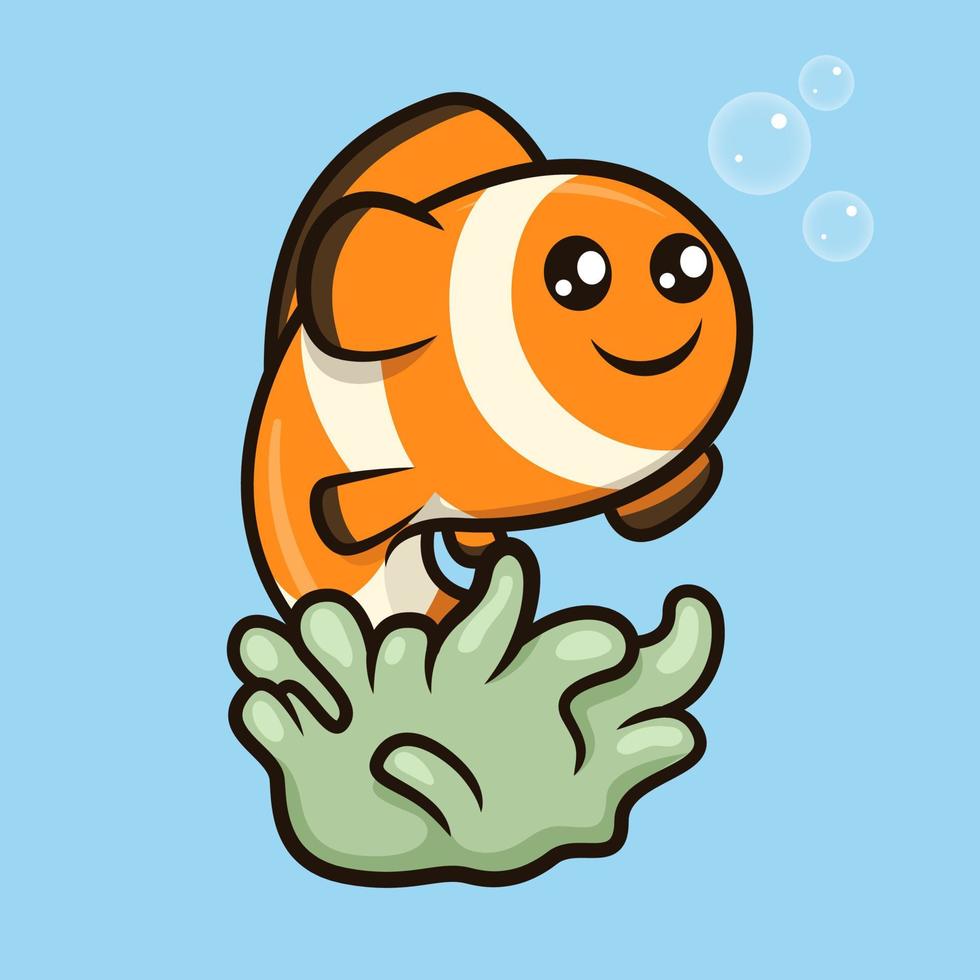 mascotte mignonne de poisson-clown vecteur