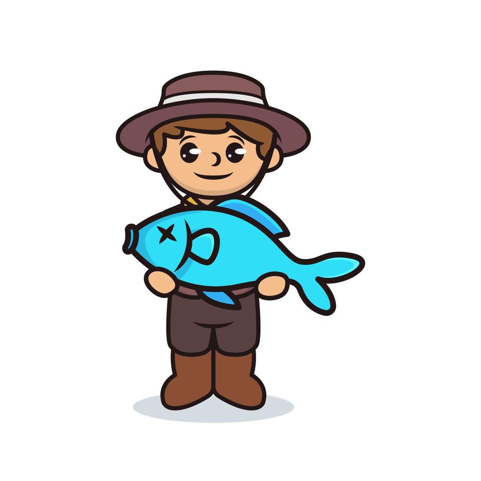 conception de mascotte de pêcheur vecteur