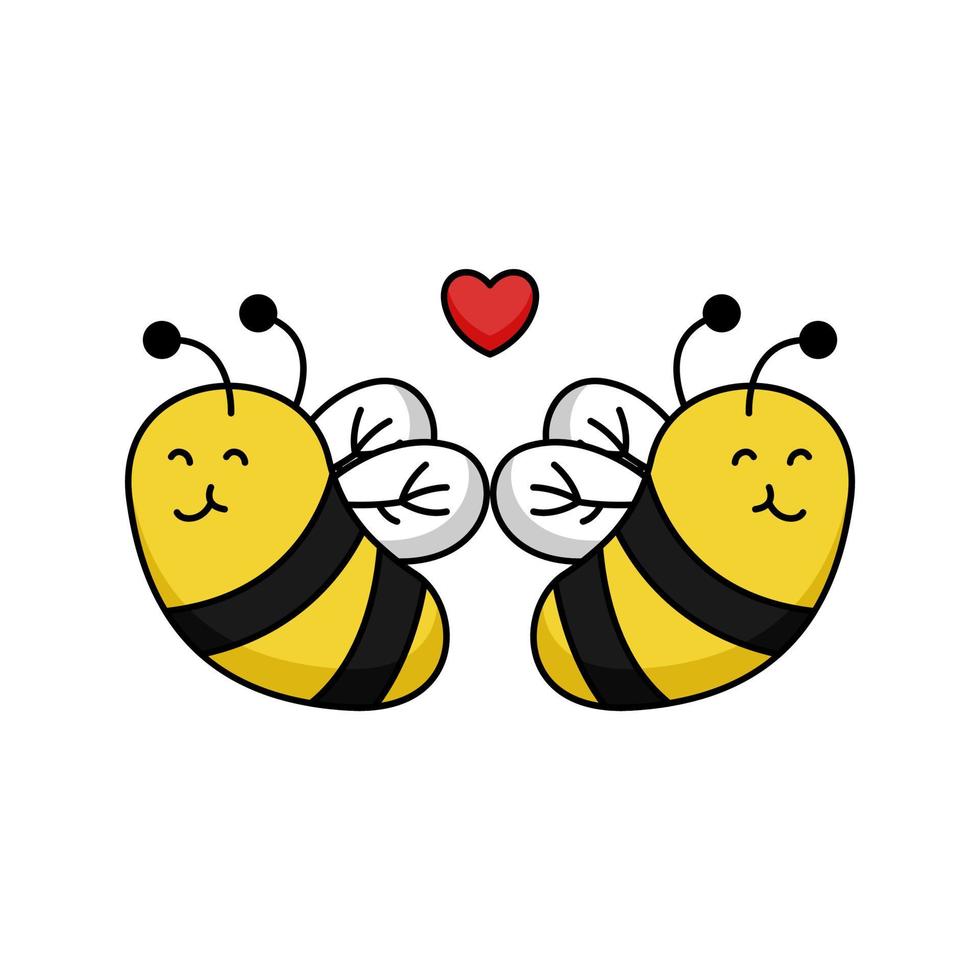 abeille mignonne saint valentin vecteur