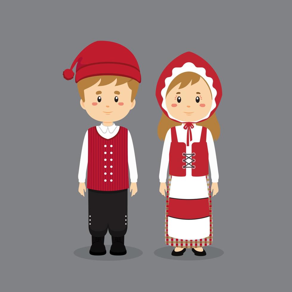 personnage de couple vêtu d'une robe nationale du Danemark vecteur