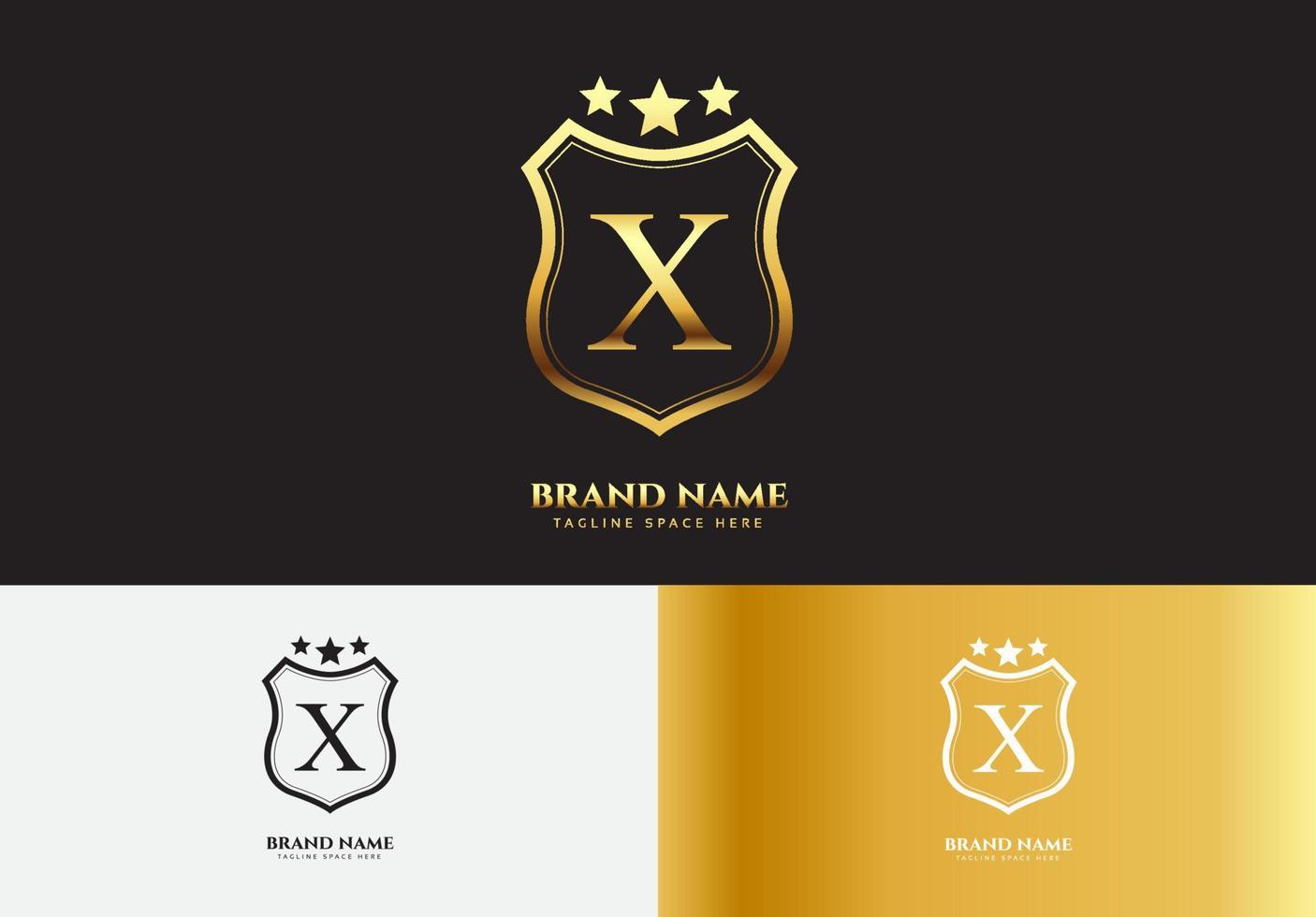 lettre x concept de logo étoile de luxe en or vecteur