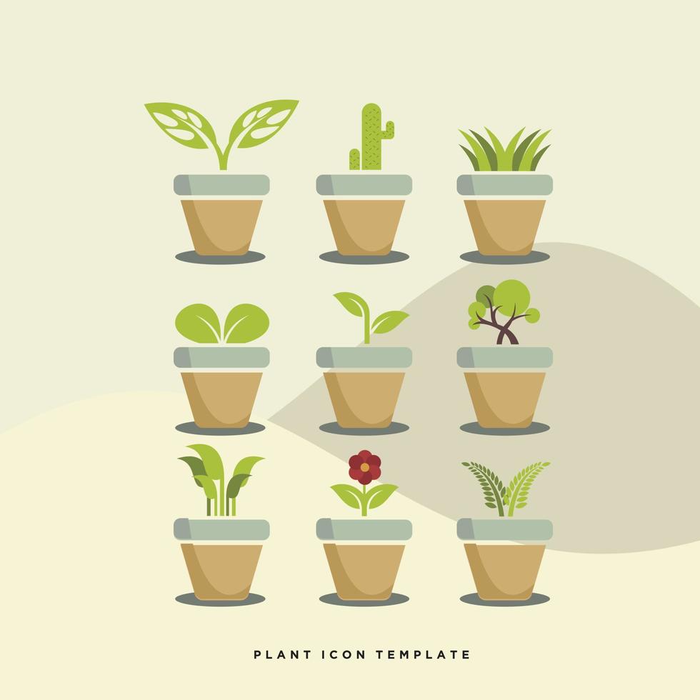 Illustration vectorielle de plantes vertes dans les collections de conception de pots vecteur