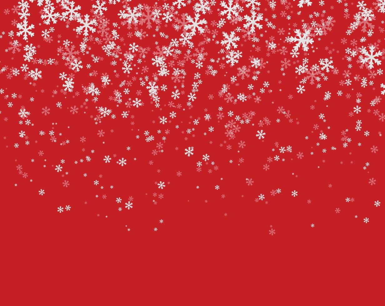 chutes de neige sur fond rouge vecteur