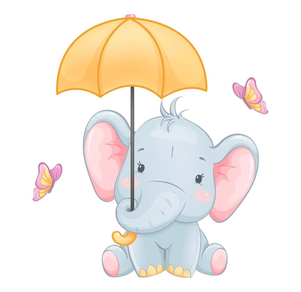 mignon petit éléphant. personnage de dessin animé drôle vecteur