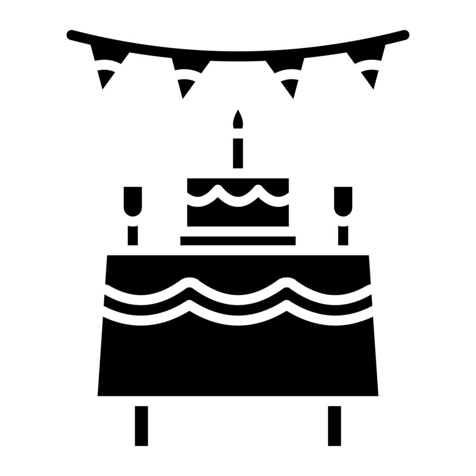icône de glyphe de table d'anniversaire vecteur