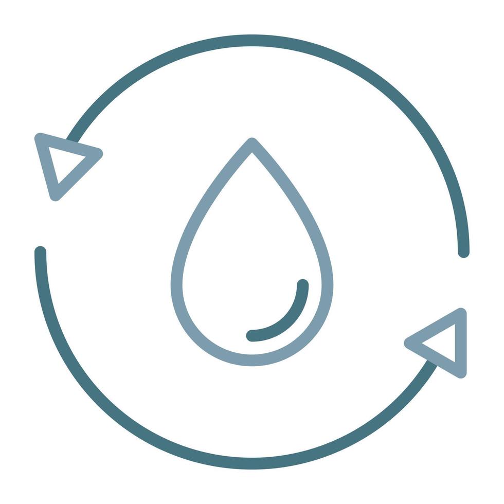 icône de deux couleurs de ligne de recyclage de l'eau vecteur