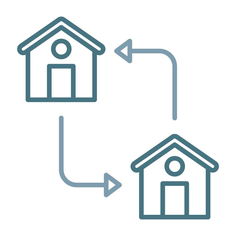 icône de deux couleurs de ligne d'échange de maison vecteur