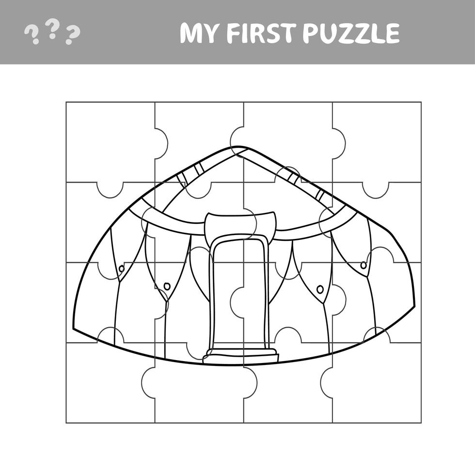 puzzle - yourte vectorielle. jeu pour les enfants d'âge préscolaire vecteur