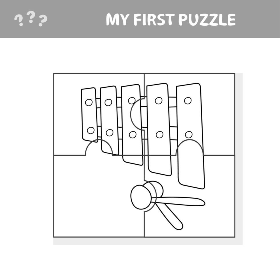 jeu de papier éducatif pour les enfants d'âge préscolaire. xylophone de dessin animé de vecteur. vecteur