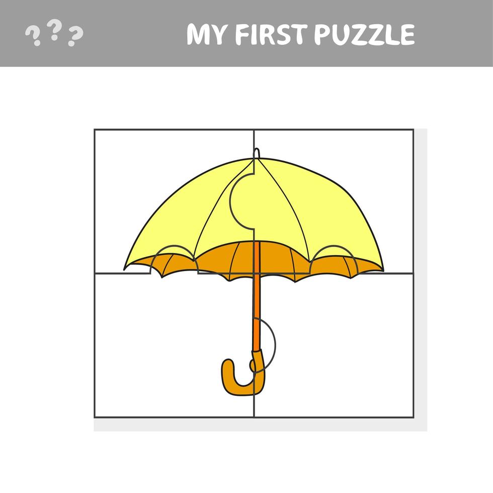 parapluie en style dessin animé, jeu éducatif pour les enfants d'âge préscolaire vecteur