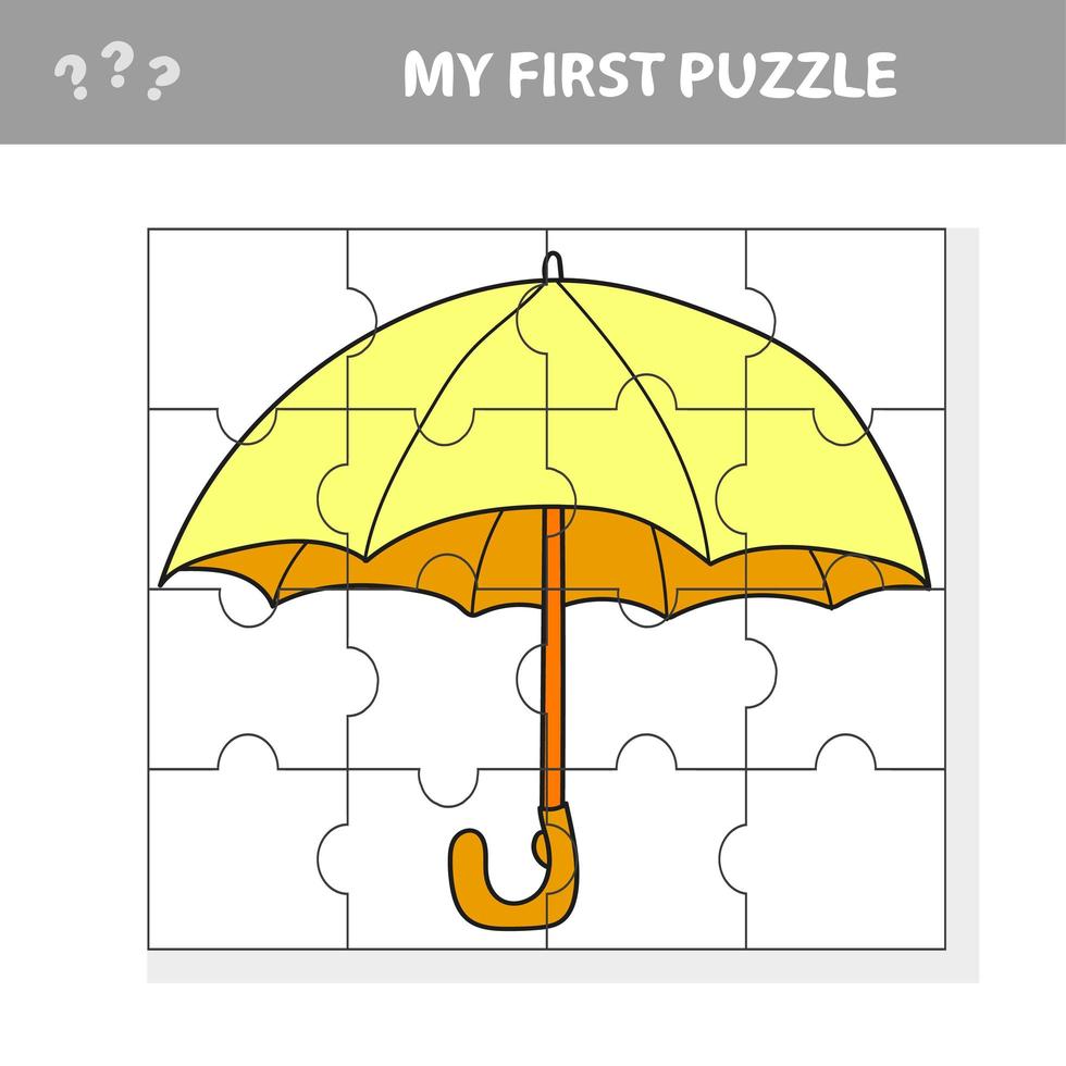 parapluie en style dessin animé, jeu éducatif pour les enfants d'âge préscolaire vecteur