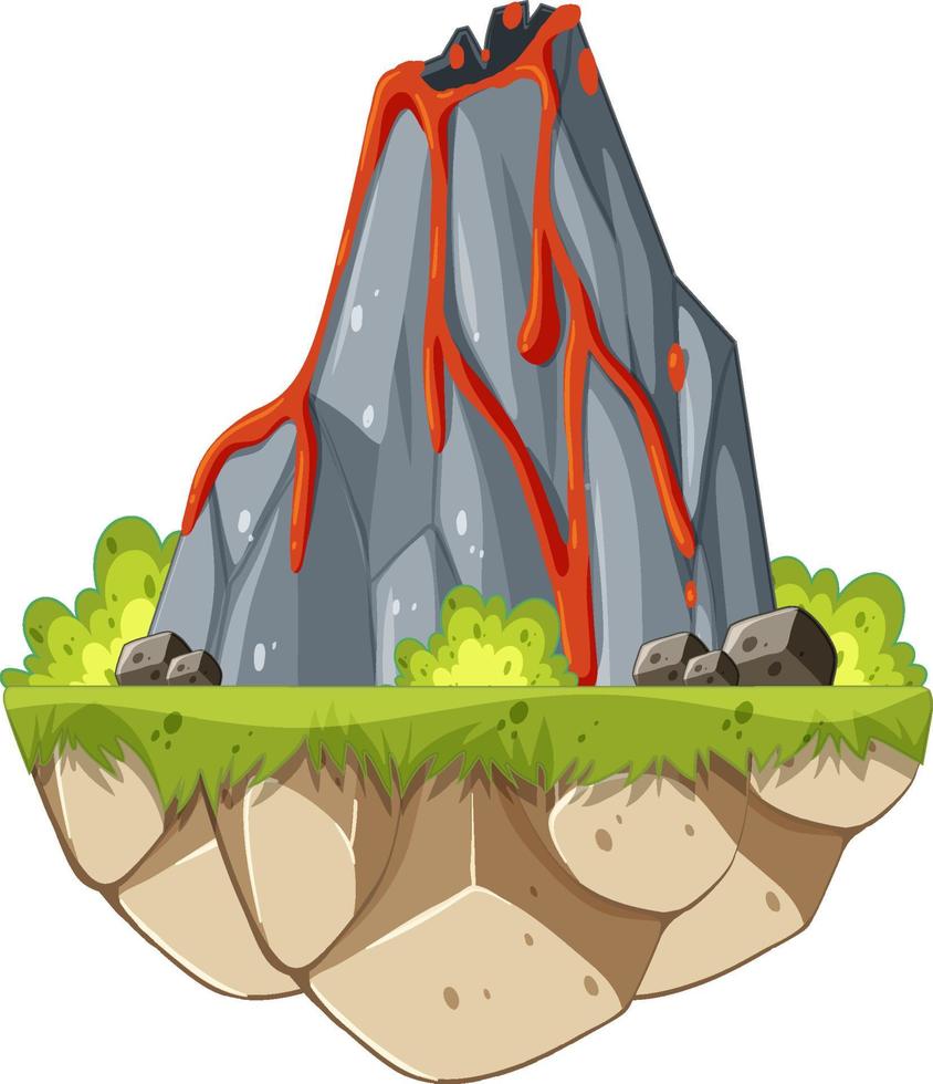 volcan avec lave en style cartoon vecteur