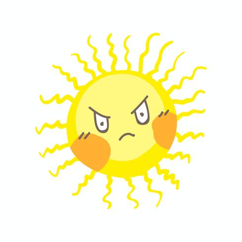 Vecteur de soleil en colère mignon