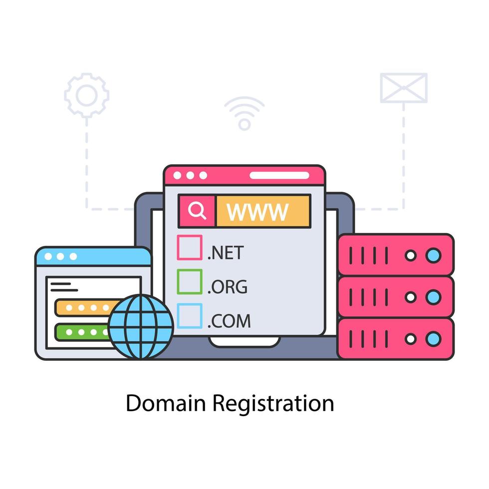 une illustration de téléchargement premium de l'enregistrement de domaine vecteur