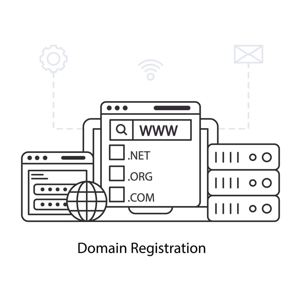 une illustration de téléchargement premium de l'enregistrement de domaine vecteur