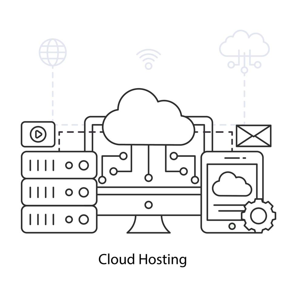 illustration de conception moderne de l'hébergement cloud vecteur