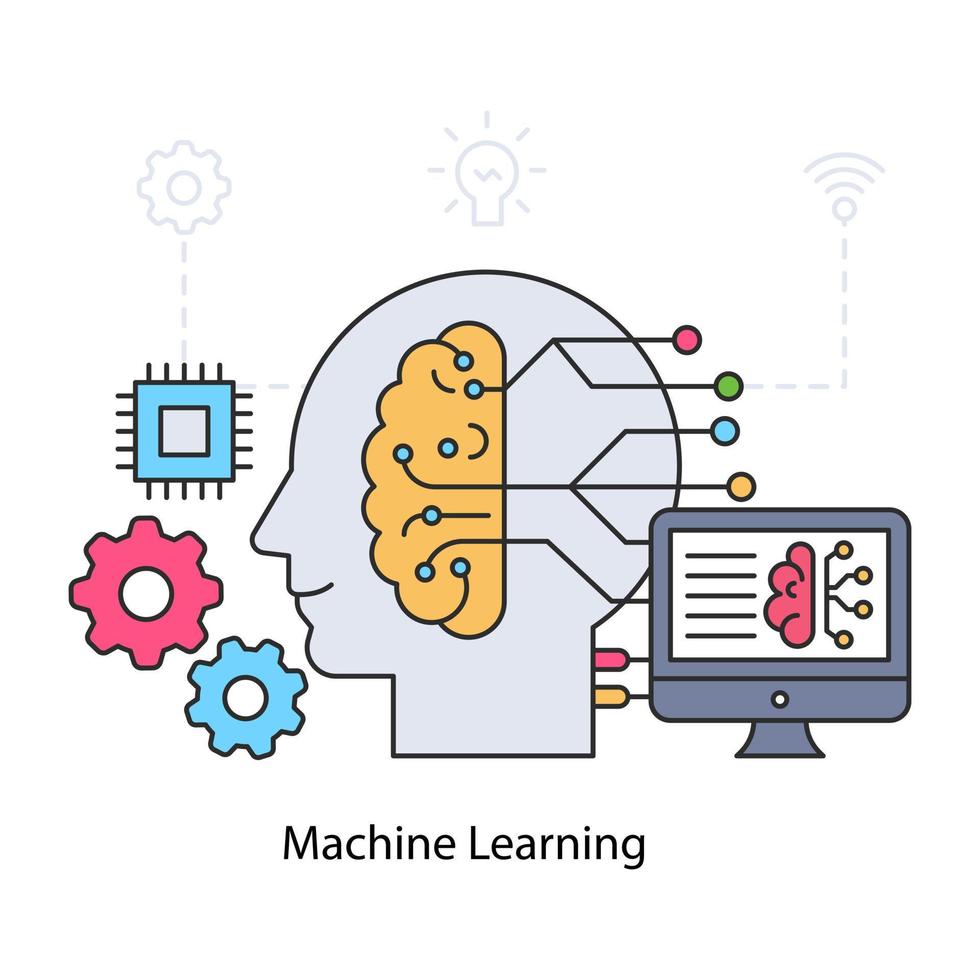 icône du design à la mode de l'apprentissage automatique vecteur