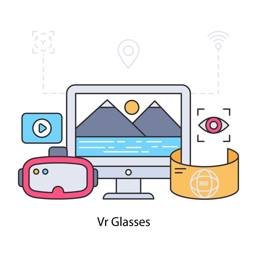 une illustration de conception unique de lunettes de réalité virtuelle vecteur