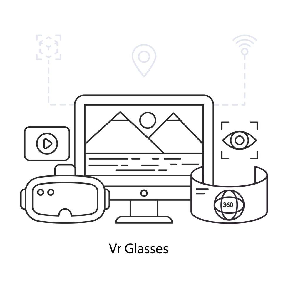 une illustration de conception unique de lunettes de réalité virtuelle vecteur