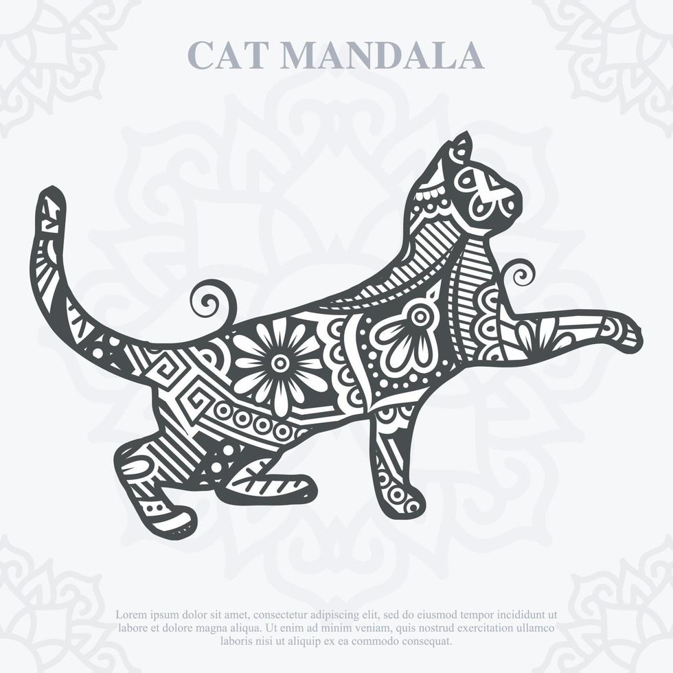 mandala de chat. éléments décoratifs vintage. motif oriental, illustration vectorielle. vecteur