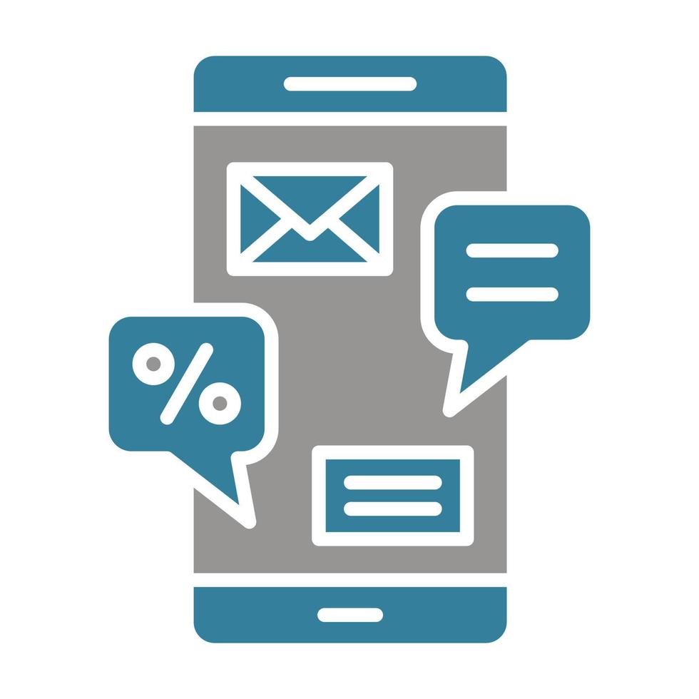 icône de deux couleurs de glyphe de marketing mobile vecteur