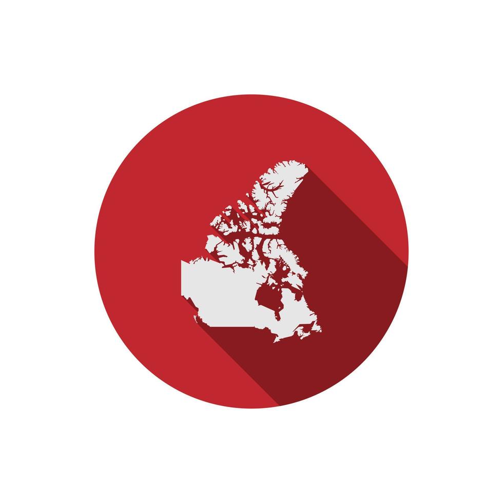 Carte du Canada sur cercle rouge avec ombre portée vecteur